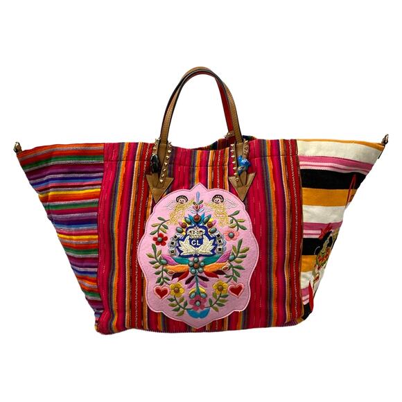 Christian Louboutin Handbags - Christian Louboutin Mexicaba Tote Bag Bordeaux Pink Multi Jacquard Leather